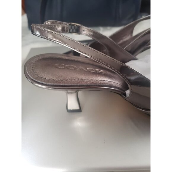 Coach Rowyn Slingback Pump Heels Women's Size 7 Anthracite Metallic Minor Flaws - Picture 4 of 5